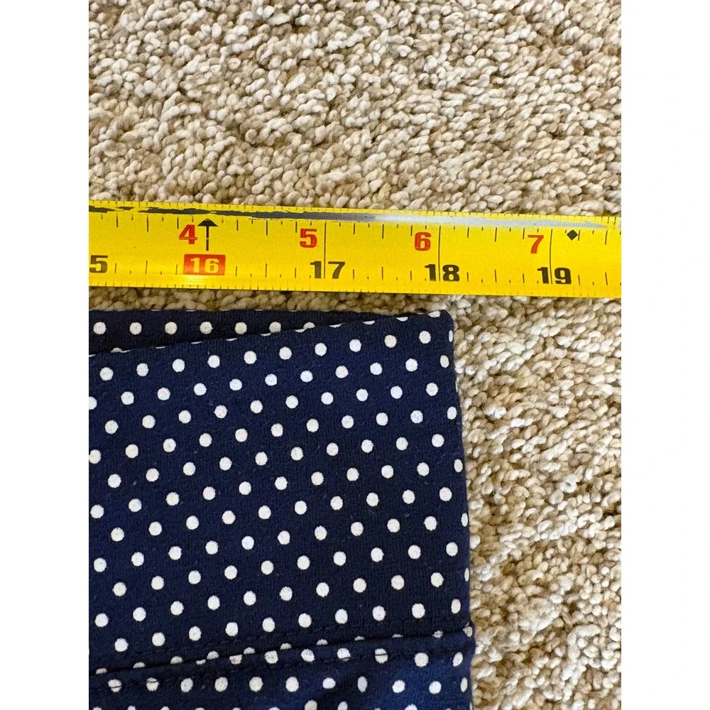 Lands End Womens Navy Polka Dot Pajama Set Long Sleeve Top and Pants Large 14-16